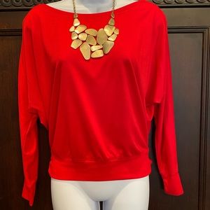 Beautiful red top with dolman sleeves